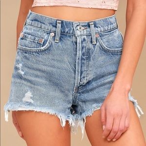 Agolde Parker encore 100% cotton denim distressed shorts